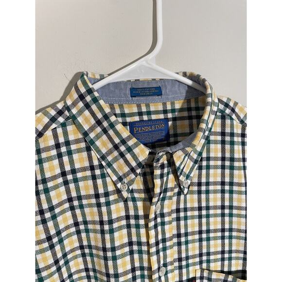 Pendleton Men’s L Short Sleeve Yellow Plaid Cotton Button-Up Shirt - Picture 2 of 8